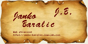 Janko Baralić vizit kartica
